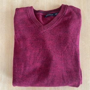 Red Nautica V-neck Sweater - Medium
